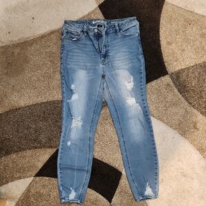 Blue Spice Women's Light Blue Distressed Skinny Jeans